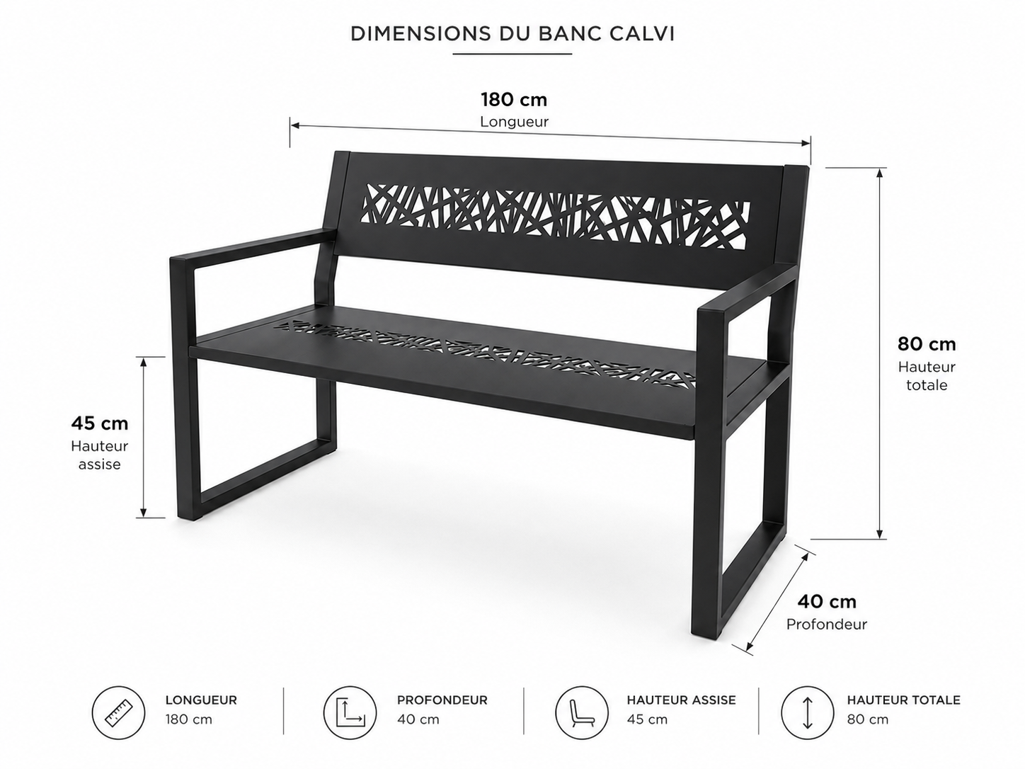CALVI - Banc outdoor 180cm