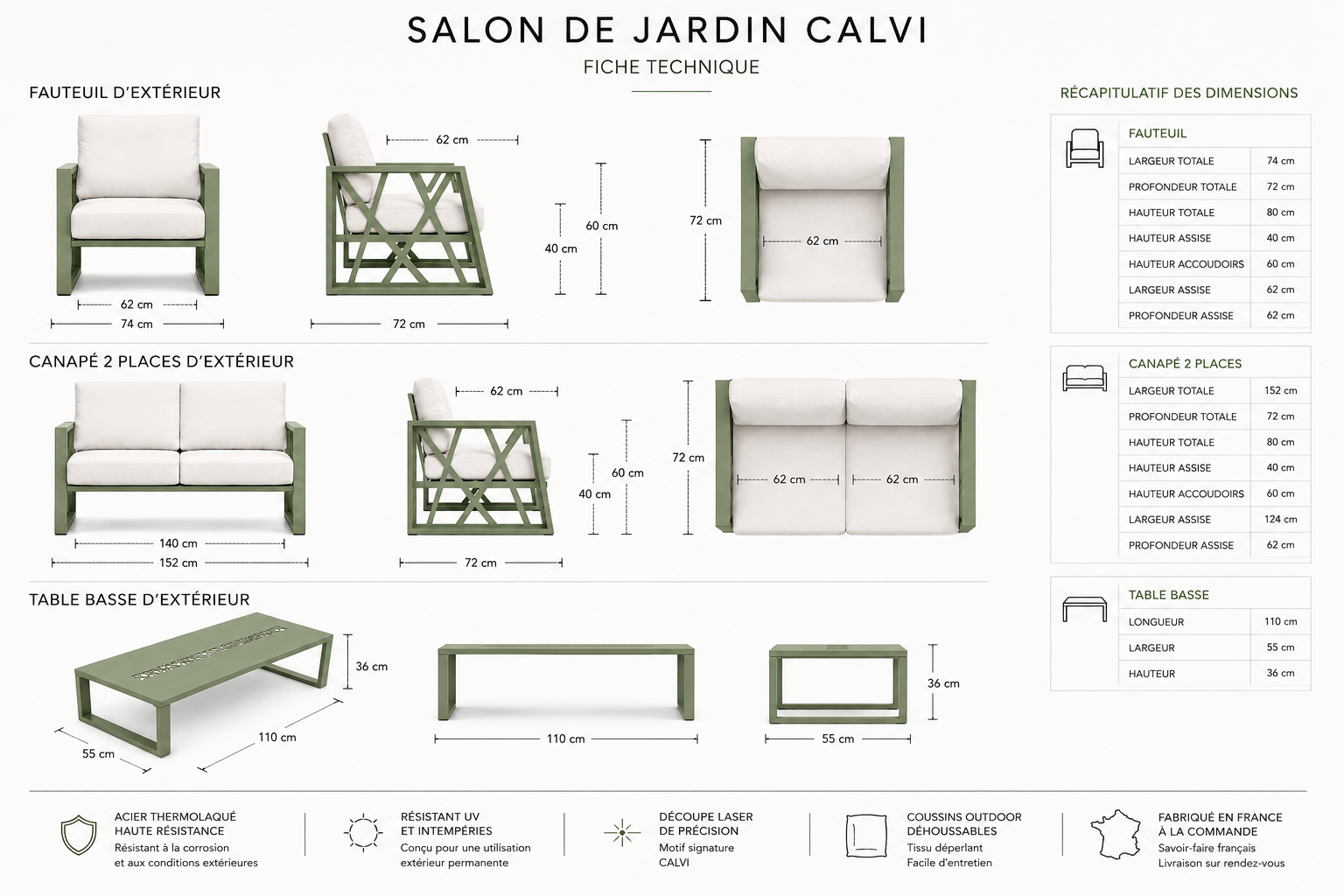 CALVI - Salon de jardin